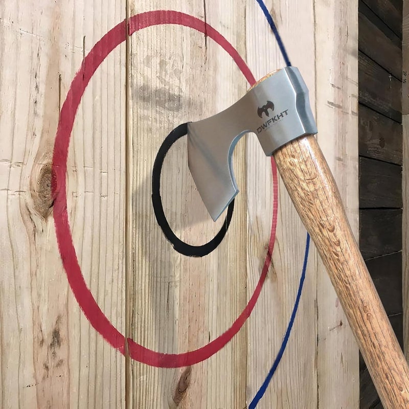 DWFKHT 16.5" Throwing Axe, Throwing Hatchet with 1065 High Carbon Steel & Beech Wood Handle, Perfect for Axe Throwing Games, Competition and Recreation, Ideal Gift for Men (Silver Gray) - Image 5